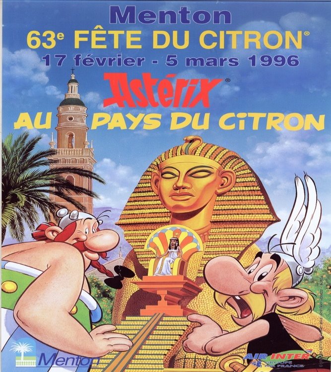 Affiche du thème "Astérix au pays du Citron" datant de 1996 (c) ville de Menton