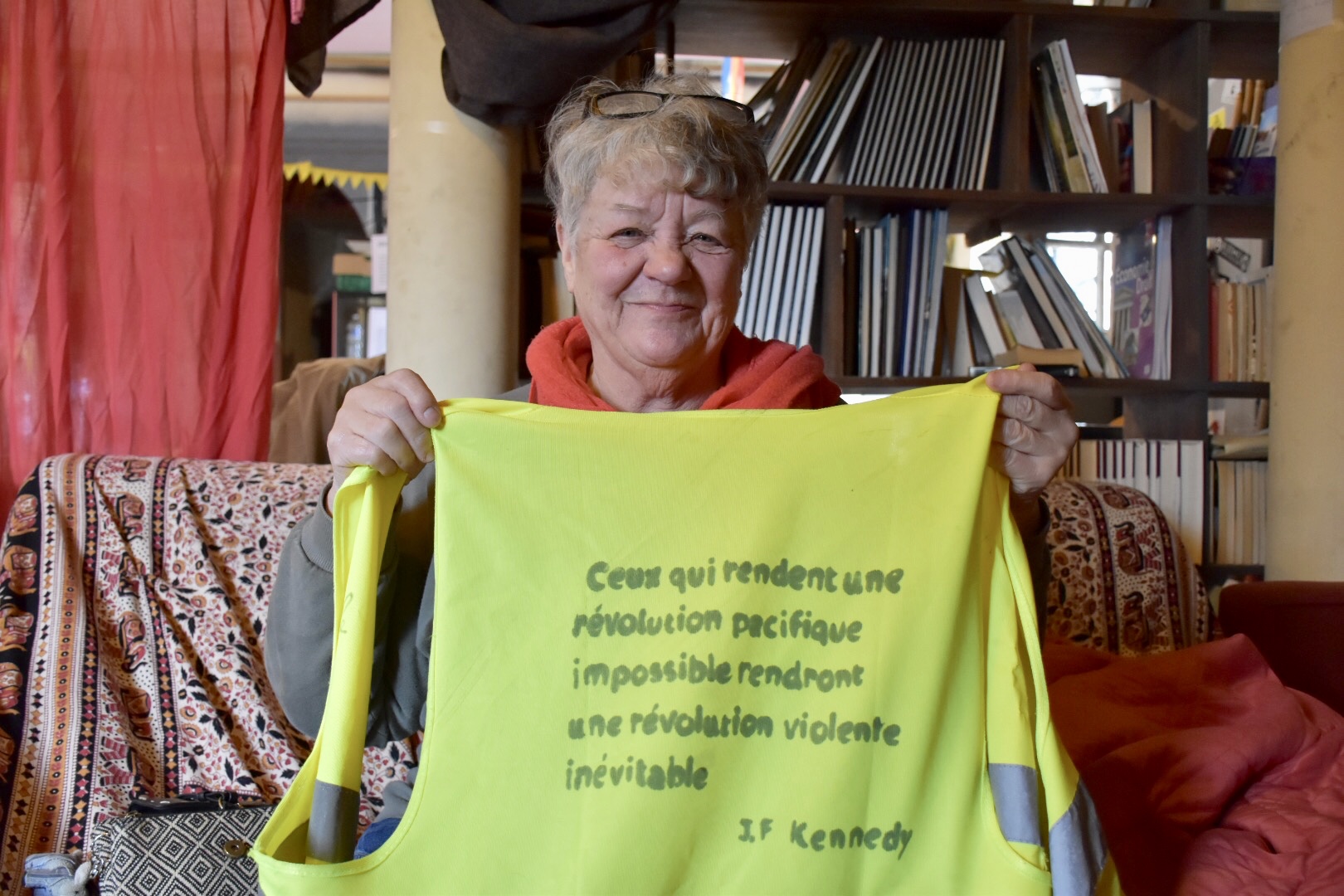 Michèle, infirmière puéricultrice à la retraite et militante Gilets jaunes.Photo©Audrey Gléonec