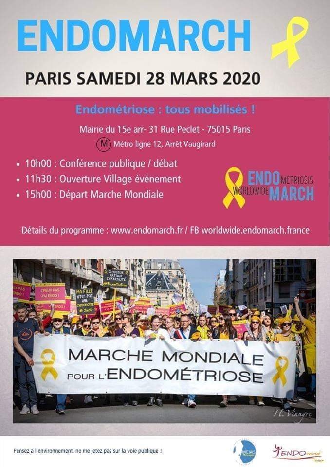 Chaque année pour la journée mondiale contre l'endométrioe l'association Endomind et Mon Endométriose Ma souffrance organise une "EndoMarch" (c) EndoMarch