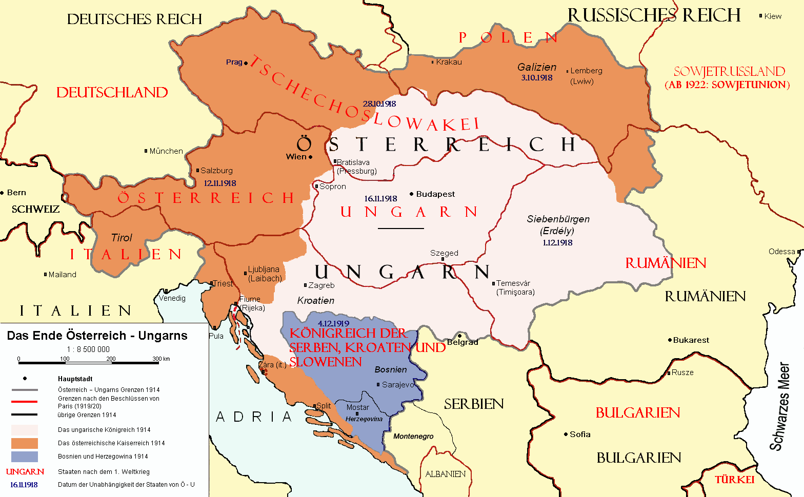 Après la Première Guerre mondiale, l'Europe centrale est redessinnée (C) DR