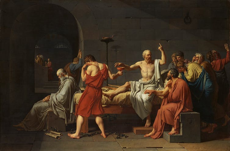La mort de Socrate. Jacques-Louis David, via Wikimedia
