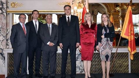 Paul Masseron, Conseiller de Gouvernement pour l&#039;Intérieur, Anthony Stent-Torriani, Consul Honoraire du Monténégro à Monaco, Jacques Boisson, Secrétaire d&#039;Etat, représentant le Prince Souverain, S.E. M. Filip Vujanović, Président du Monténégro et son épouse, Irena Radović, Ambassadeur du Monténégro en France et à Monaco. Photo (c) Charly Gallo / CDP
