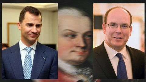 Philippe VI et Albert II, avec, au fond, leur ancêtre commun Karl Ludwig von Baden. Photos (c) Michał Koziczyński et David Sifry. Image (c) PJ