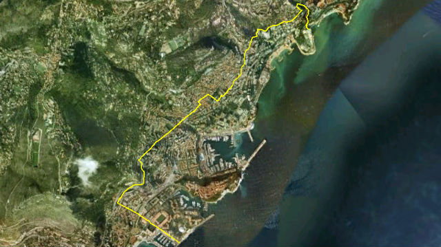 Vue de Monaco par satellite. Image du domaine public.