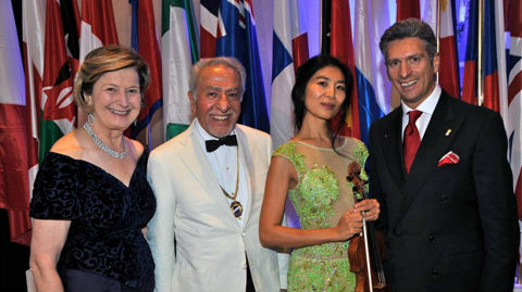 De gauche à droite: Birgit Reimann, Constantine Panoussi, Zhang Zhang, Antonio Ducceschi. Photo (c) Skål Club Monaco