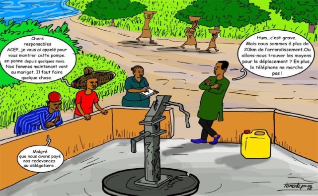 Les membres ACEP face aux difficultés de fonctionnement d'une pompe