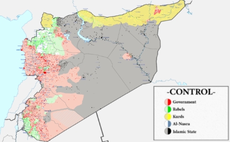 La situation en Syrie, mi-septembre 2015. Image libre de droits.