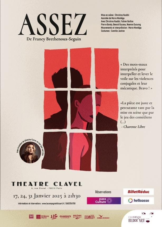 Assez, une pièce à voir absolument au Théâtre Clavel les 17, 24 et 31 janvier 2025