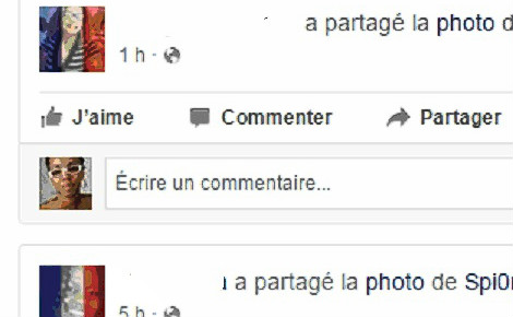 Copie écran des photos de profil temporaires bleu-blanc-rouge