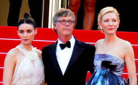 Rooney Mara, Todd Haynes et Cate Blanchett lors de la présentation du film au festival de Cannes 2015. Photo (c) Georges Biard