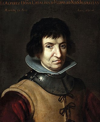 Portrait anonyme d'Erauso attribué à Juan van der Hamen (vers 1626)