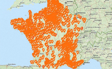 Carte des blocages de stations essences mise à jours par l'application Essence