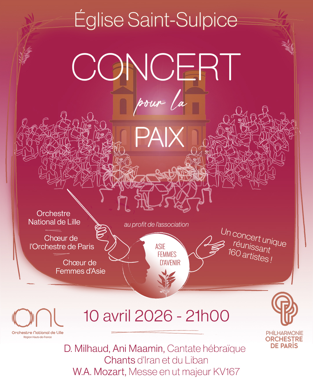 Concert pour la Paix à Paris – 160 artistes à l’Église Saint-Sulpice le 10 avril 2026