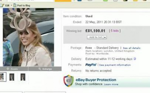 130.000 DOLLARS RÉCOLTÉS GRÂCE À LA VENTE D'UN CHAPEAU DE PRINCESSE