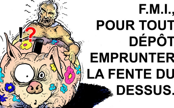 DESSIN DE PRESSE: DSK secoue la tirelire du monde