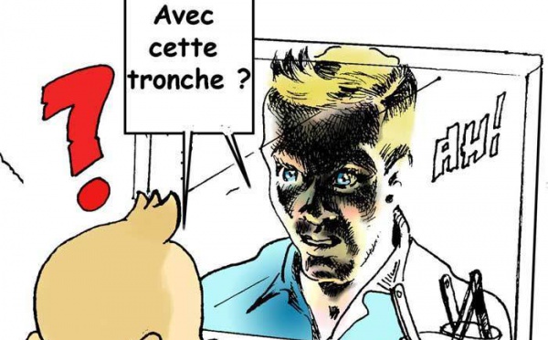 DESSIN DE PRESSE: Sortie d'un apprenti-film emplâtré à la noix de coco