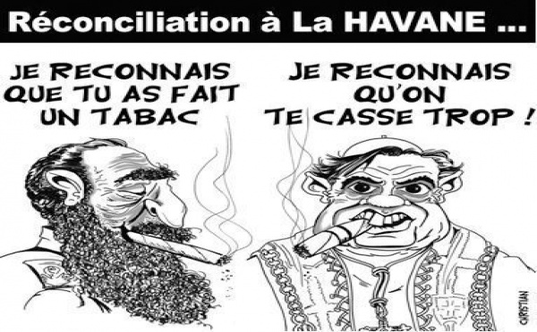 DESSIN DE PRESSE: Le pape chez Castro