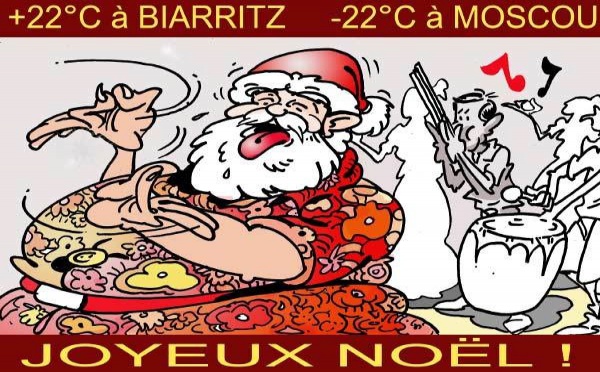 DESSIN DE PRESSE: Joyeux Noël chaud cacao ou froid chocolat