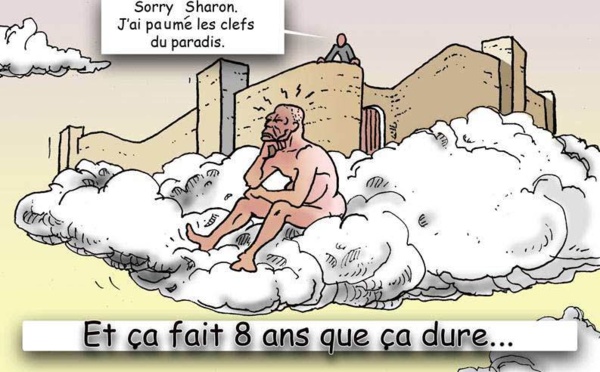 DESSIN DE PRESSE: Ariel Sharon coincé au purgatoire