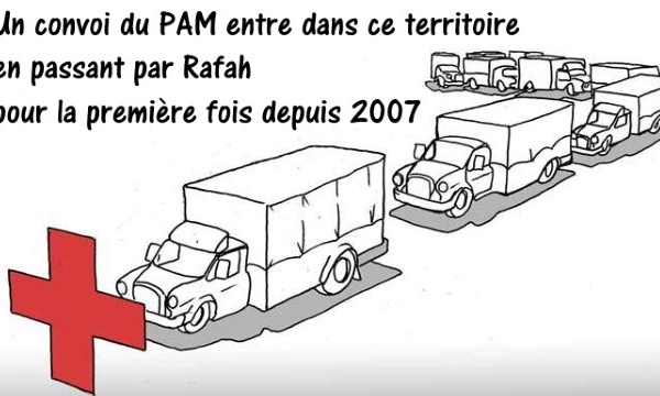 Dessin de presse: Camions humanitaires à Gaza