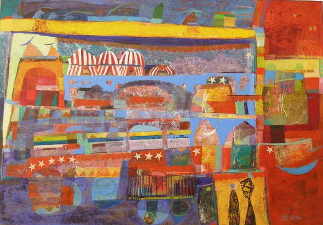 Installation du cirque dans le château, par Lili Côme Installation du cirque dans le château, par Lili Côme